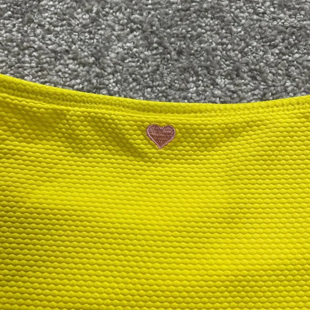 Stoney Clover Bikini Bottom Womens Small Solid Yellow Textured High Rise Beach